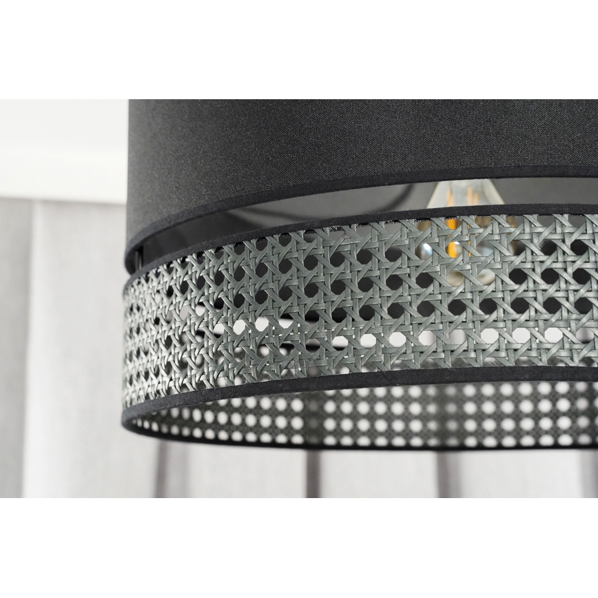 Duolla - Kattokruunu johdossa DOUBLE RATTAN 1xE27/15W/230V halkaisija 40 cm musta