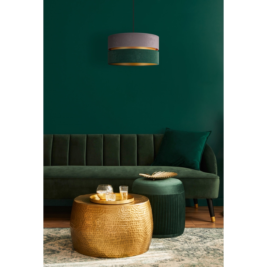 Duolla - Kattokruunu johdossa DUO 1xE27/15W/230V halkaisija 40 cm harmaa/vihreä/kulta