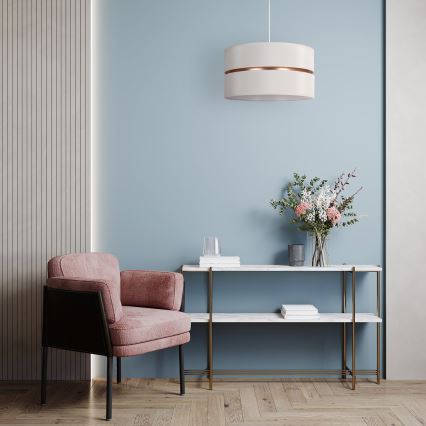 Duolla - Kattokruunu johdossa DUO 1xE27/15W/230V halkaisija 40 cm kerma/kulta