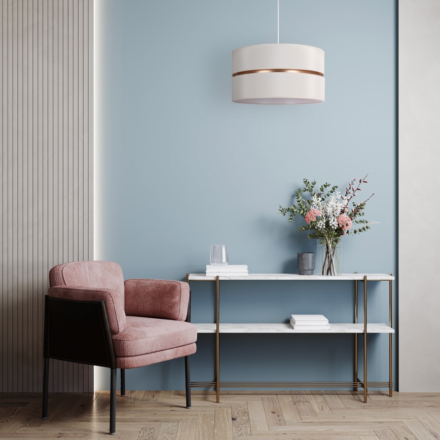 Duolla - Kattokruunu johdossa DUO 1xE27/15W/230V halkaisija 40 cm kerma/kulta