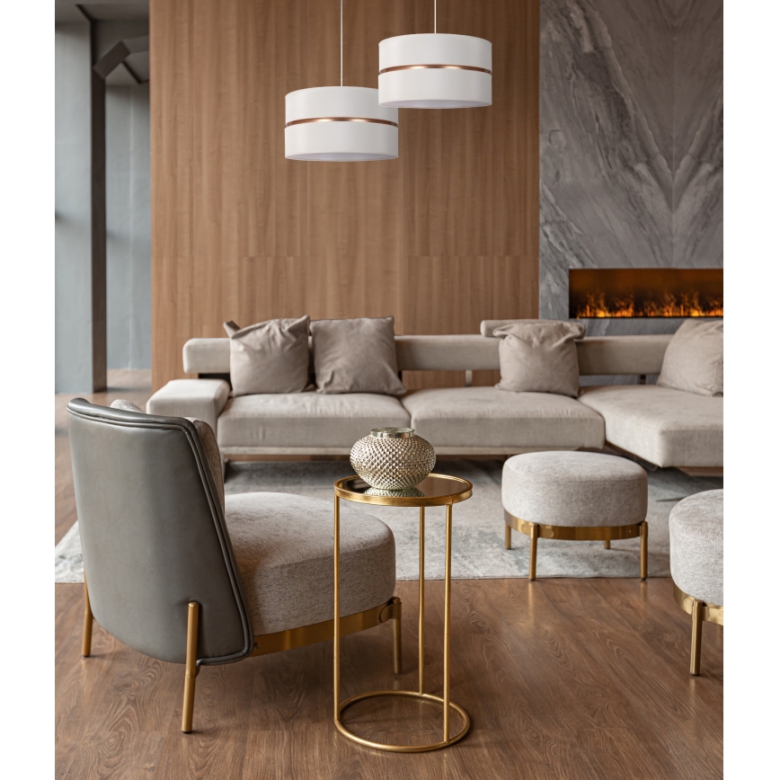 Duolla - Kattokruunu johdossa DUO 1xE27/15W/230V halkaisija 40 cm kerma/kulta