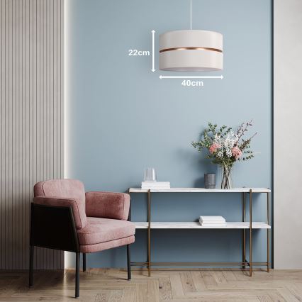 Duolla - Kattokruunu johdossa DUO 1xE27/15W/230V halkaisija 40 cm kerma/kulta