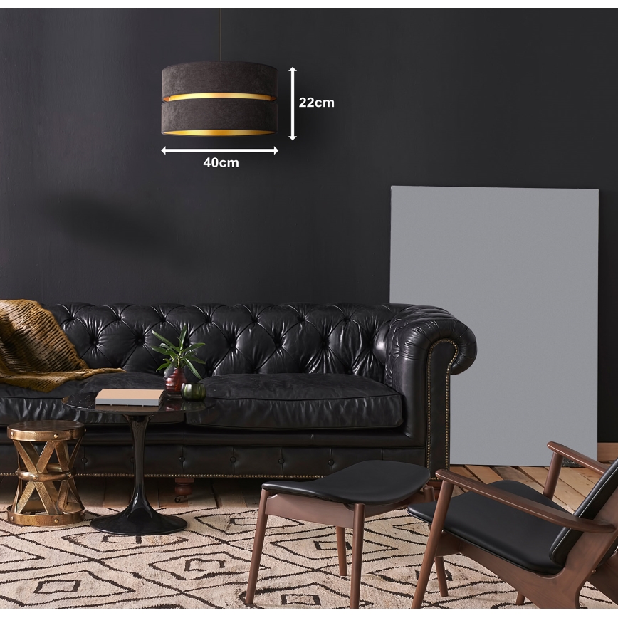 Duolla - Kattokruunu johdossa DUO 1xE27/15W/230V halkaisija 40 cm musta/kulta