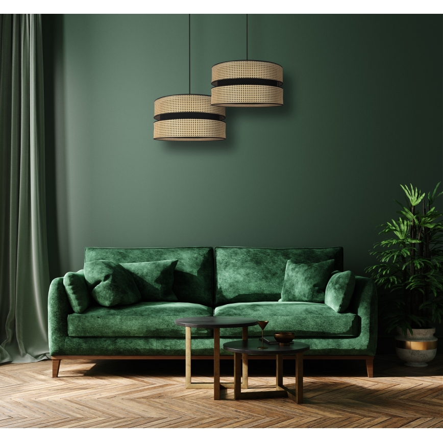 Duolla - Kattokruunu johdossa DUO 1xE27/15W/230V halkaisija 40 cm rottinki/musta