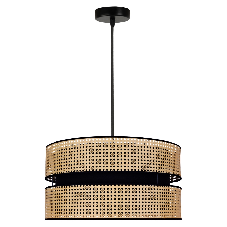 Duolla - Kattokruunu johdossa DUO 1xE27/15W/230V halkaisija 40 cm rottinki/musta