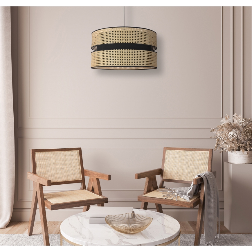 Duolla - Kattokruunu johdossa DUO 1xE27/15W/230V halkaisija 40 cm rottinki/musta