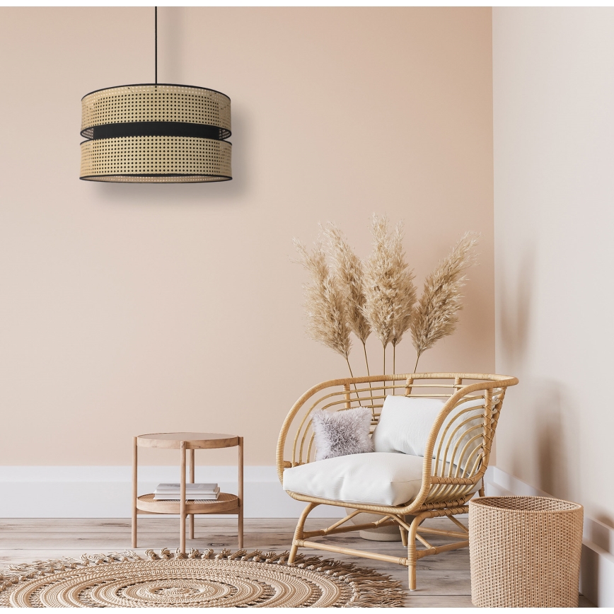 Duolla - Kattokruunu johdossa DUO 1xE27/15W/230V halkaisija 40 cm rottinki/musta