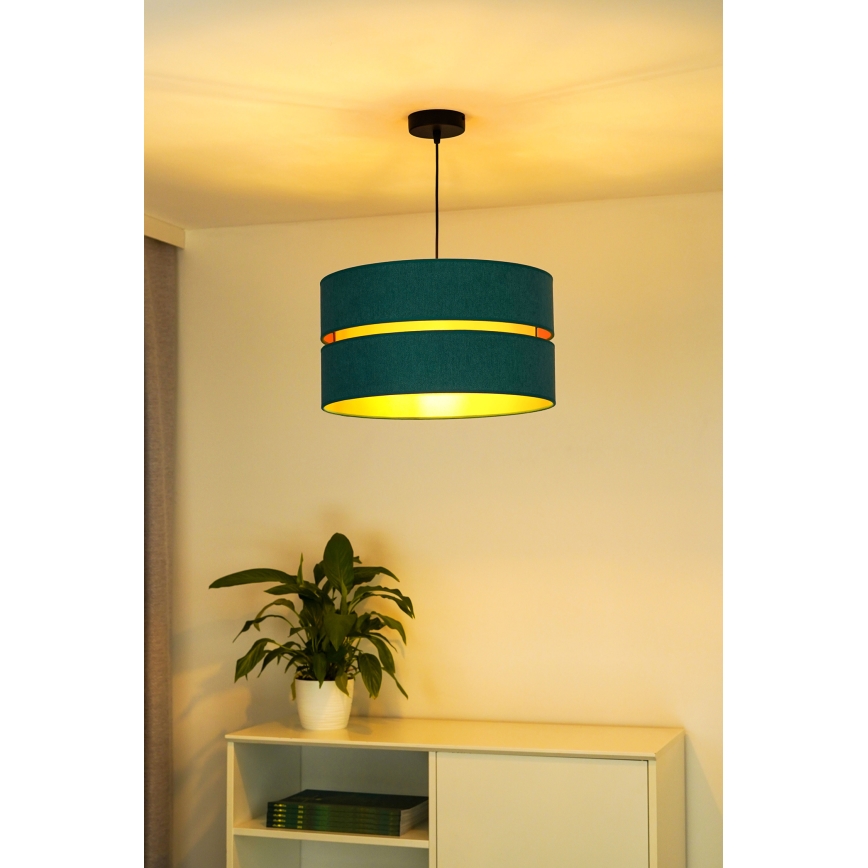 Duolla - Kattokruunu johdossa DUO 1xE27/15W/230V halkaisija 40 cm turkoosi/kulta