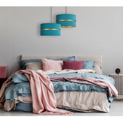 Duolla - Kattokruunu johdossa DUO 1xE27/15W/230V halkaisija 40 cm turkoosi/kulta