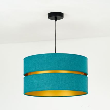 Duolla - Kattokruunu johdossa DUO 1xE27/15W/230V halkaisija 40 cm turkoosi/kulta