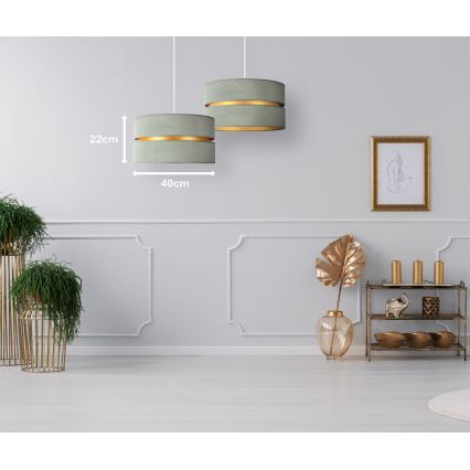 Duolla - Kattokruunu johdossa DUO 1xE27/15W/230V halkaisija 40 cm vaaleanvihreä/kulta