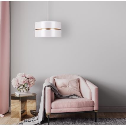 Duolla - Kattokruunu johdossa DUO 1xE27/15W/230V halkaisija 40 cm valkoinen/kulta