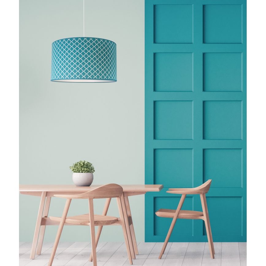 Duolla - Kattokruunu johdossa MAROKO 1xE27/40W/230V halkaisija 45 cm turkoosi/valkoinen