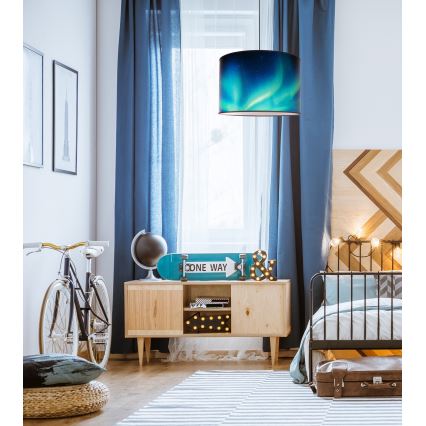 Duolla - Kattokruunu johdossa PRINT L 1xE27/40W/230V halkaisija 45 cm musta/turkoosi