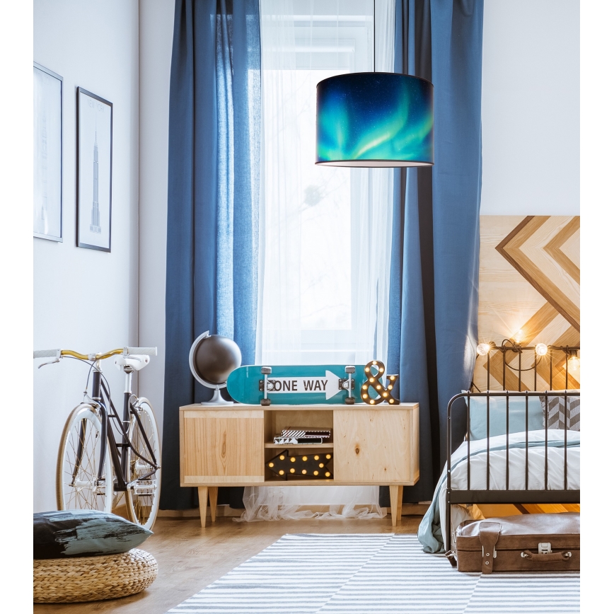 Duolla - Kattokruunu johdossa PRINT L 1xE27/40W/230V halkaisija 45 cm musta/turkoosi