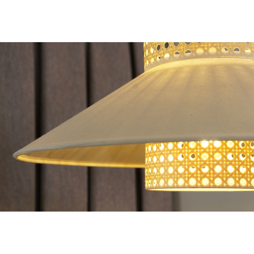 Duolla - Kattokruunu johdossa RIO RATTAN 1xE27/15W/230V halkaisija 45 cm beige/rottinki