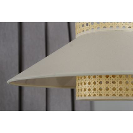 Duolla - Kattokruunu johdossa RIO RATTAN 1xE27/15W/230V halkaisija 45 cm beige/rottinki