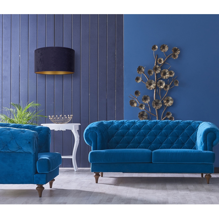 Duolla - Kattokruunu johdossa ROLLER 1xE27/15W/230V halkaisija 40 cm sininen/kulta