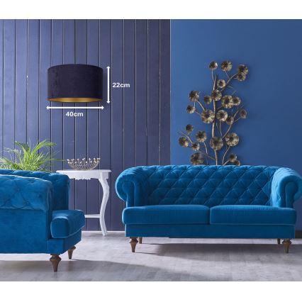 Duolla - Kattokruunu johdossa ROLLER 1xE27/15W/230V halkaisija 40 cm sininen/kulta