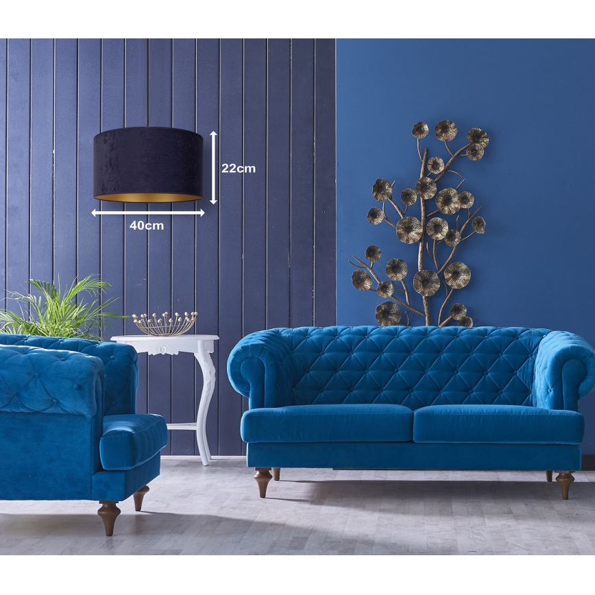 Duolla - Kattokruunu johdossa ROLLER 1xE27/15W/230V halkaisija 40 cm sininen/kulta