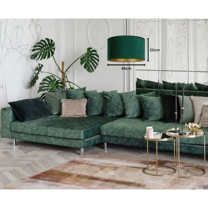 Duolla - Kattokruunu johdossa ROLLER 1xE27/15W/230V halkaisija 40 cm tummanvihreä/kulta