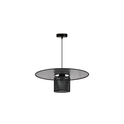 Duolla - Kattokruunu johdossa TOKYO RATTAN 1xE27/15W/230V halkaisija 50 cm musta/hopea