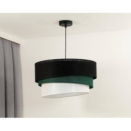 Duolla - Kattokruunu johdossa TRIO 1xE27/15W/230V halkaisija 45 cm musta/vihreä/valkoinen