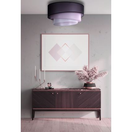 Duolla - Kattovalaisin TRIO 1xE27/15W/230V d. 45 cm musta/vaaleanpunainen/hopea