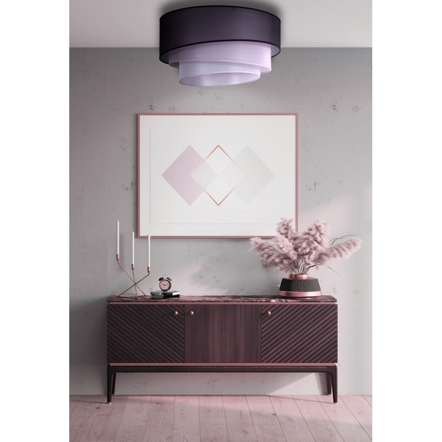 Duolla - Kattovalaisin TRIO 1xE27/15W/230V d. 45 cm musta/vaaleanpunainen/hopea