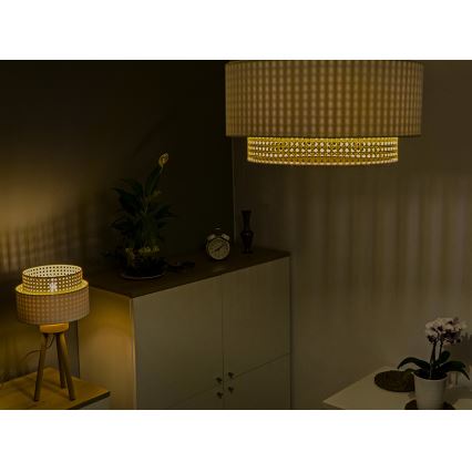 Duolla - Kattovalo BOHO 1xE27/15W/230V d. 45 cm kerma/rottinki
