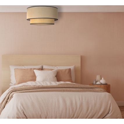 Duolla - Kattovalo BOHO 1xE27/15W/230V halkaisija 45 cm beige/rottinki