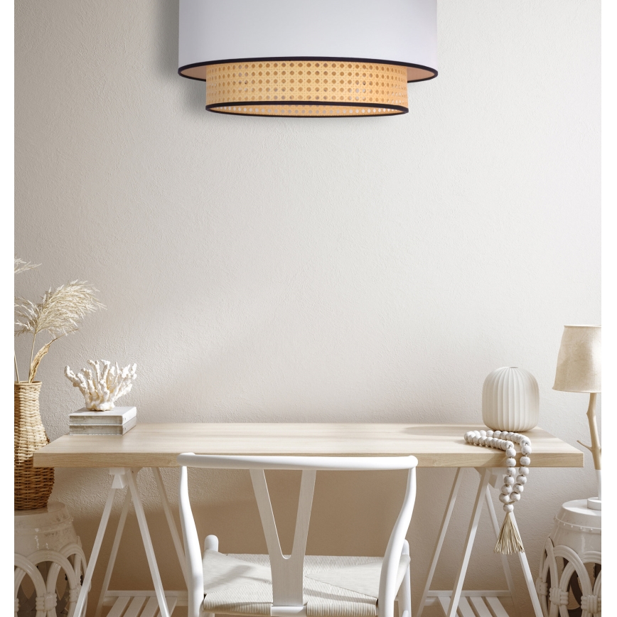 Duolla - Kattovalo BOHO 1xE27/15W/230V halkaisija 45 cm valkoinen/rottinki