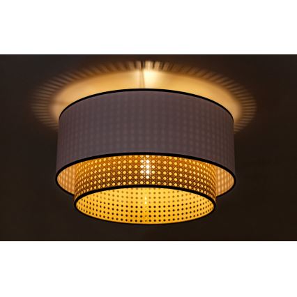 Duolla - Kattovalo BOHO 1xE27/15W/230V halkaisija 45 cm valkoinen/rottinki