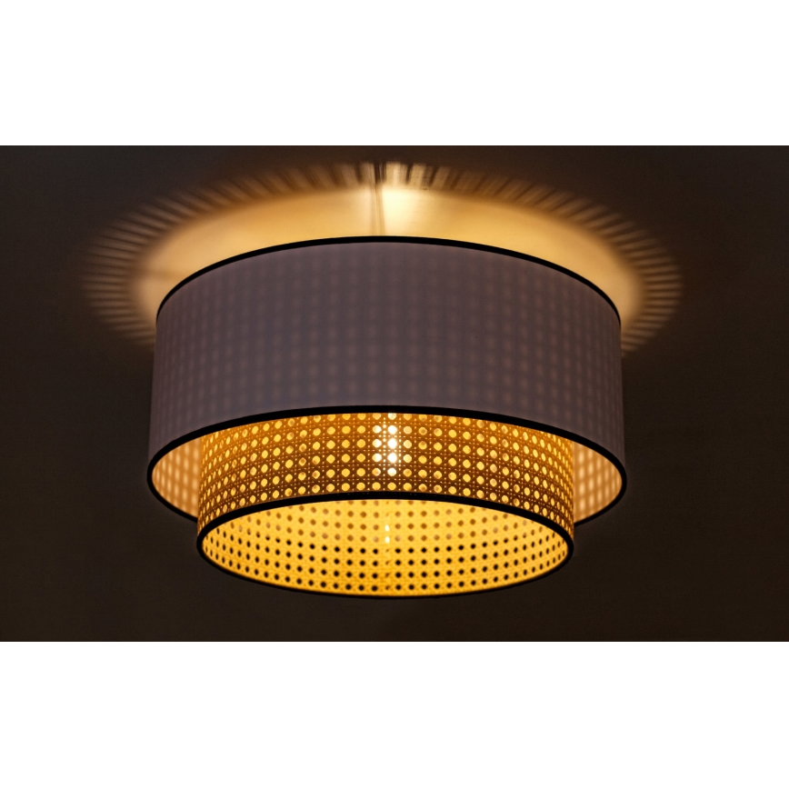 Duolla - Kattovalo BOHO 1xE27/15W/230V halkaisija 45 cm valkoinen/rottinki