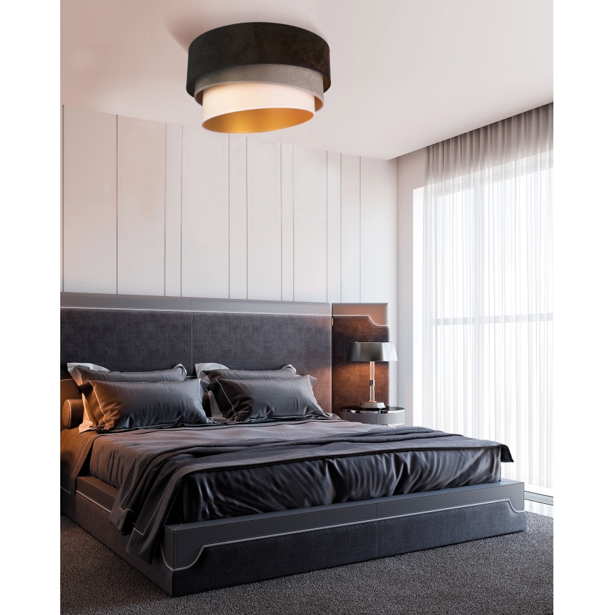 Duolla - Kattovalo DEVON 1xE27/40W/230V halkaisija 45 cm musta/harmaa/beige