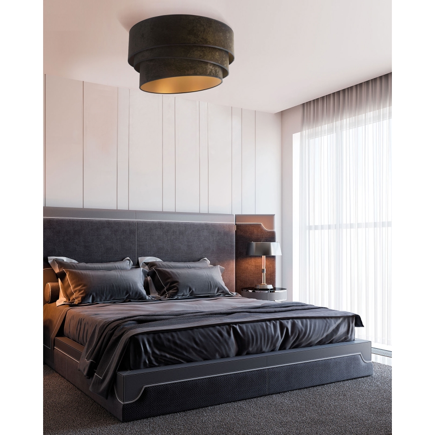 Duolla - Kattovalo DEVON 1xE27/40W/230V halkaisija 45 cm musta/kulta