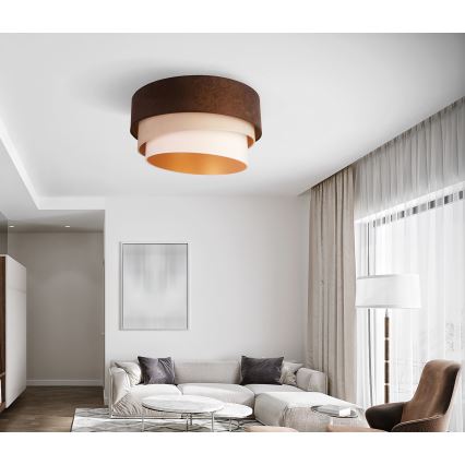 Duolla - Kattovalo DEVON 1xE27/40W/230V halkaisija 45 cm ruskea/beige