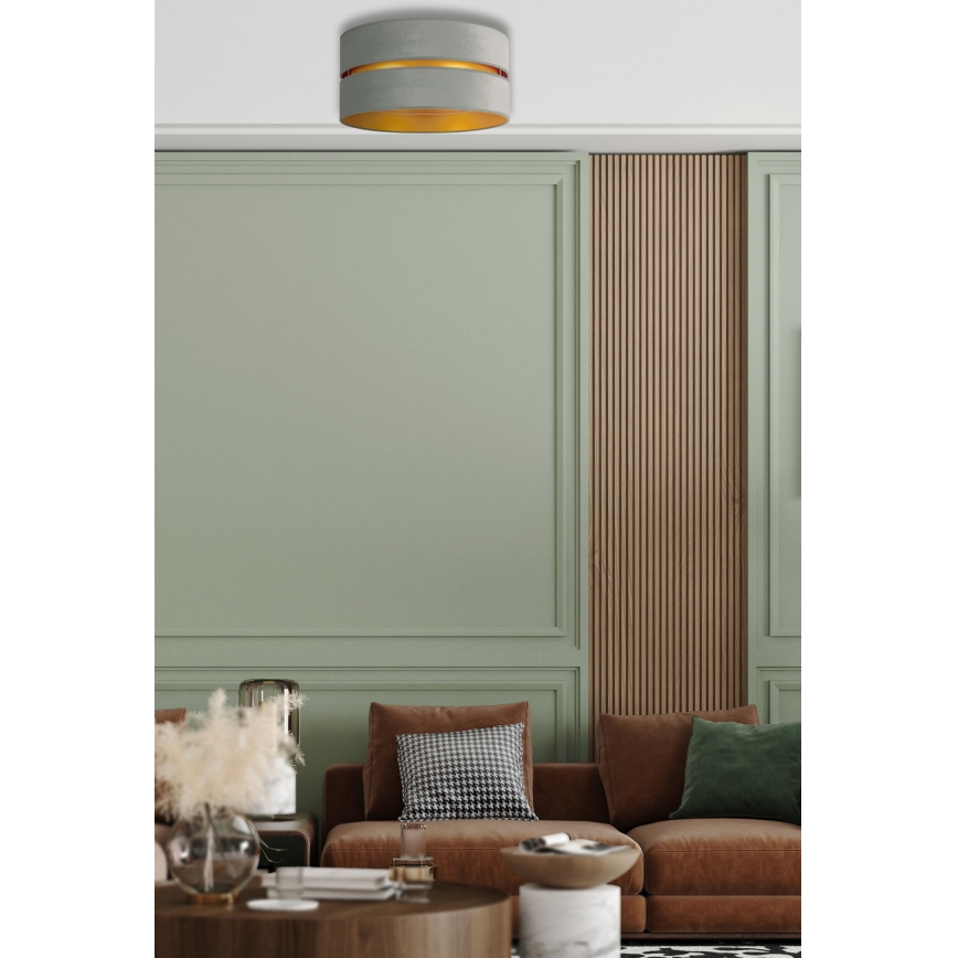 Duolla - Kattovalo DUO 1xE27/15W/230V halkaisija 40 cm vaaleanvihreä/kulta