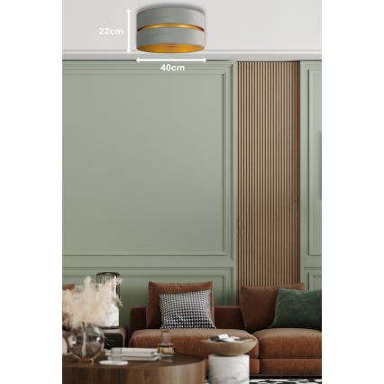 Duolla - Kattovalo DUO 1xE27/15W/230V halkaisija 40 cm vaaleanvihreä/kulta