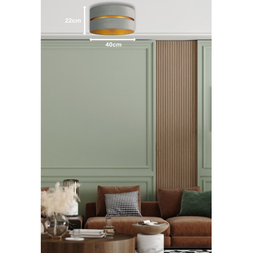 Duolla - Kattovalo DUO 1xE27/15W/230V halkaisija 40 cm vaaleanvihreä/kulta