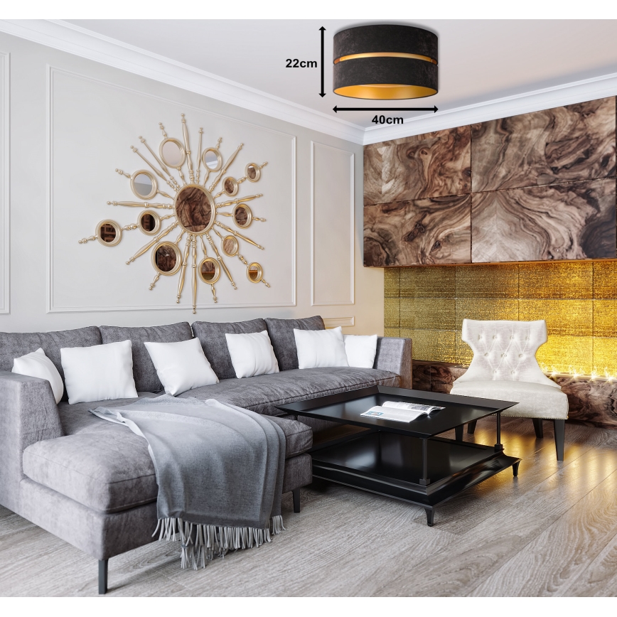 Duolla - Kattovalo DUO 1xE27/40W/230V halkaisija 40 cm musta/kulta