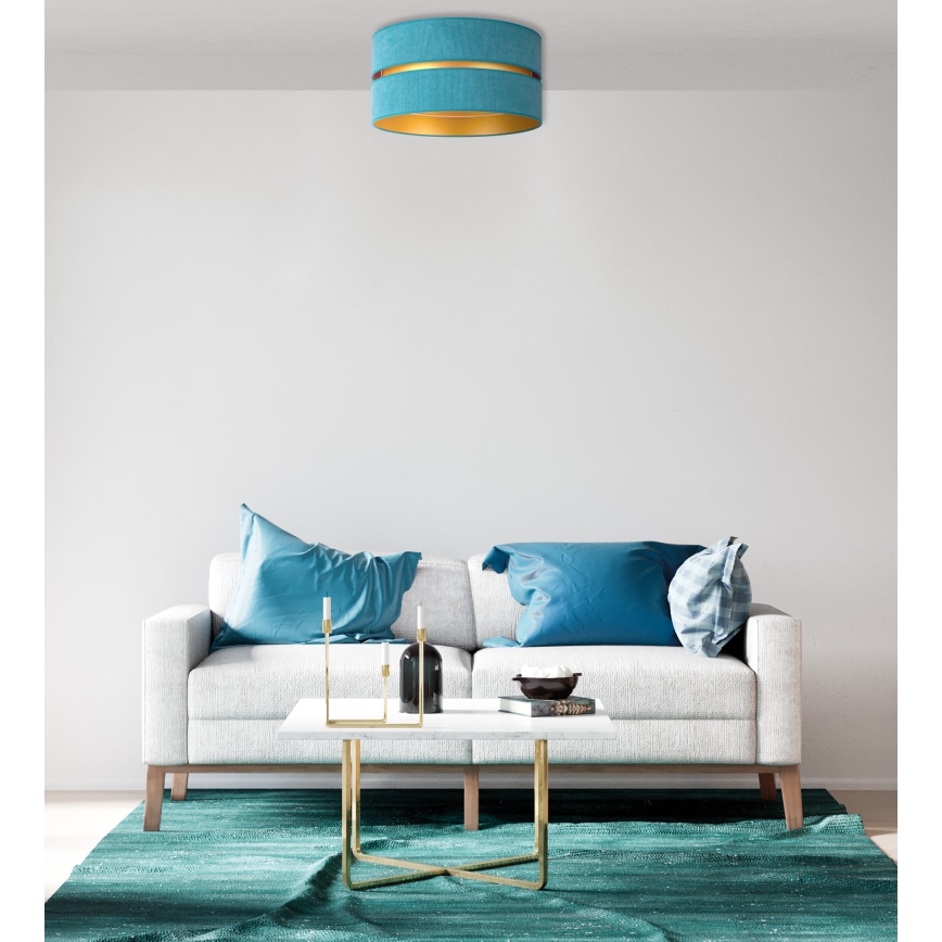 Duolla - Kattovalo DUO 1xE27/40W/230V halkaisija 40 cm turkoosi/kulta