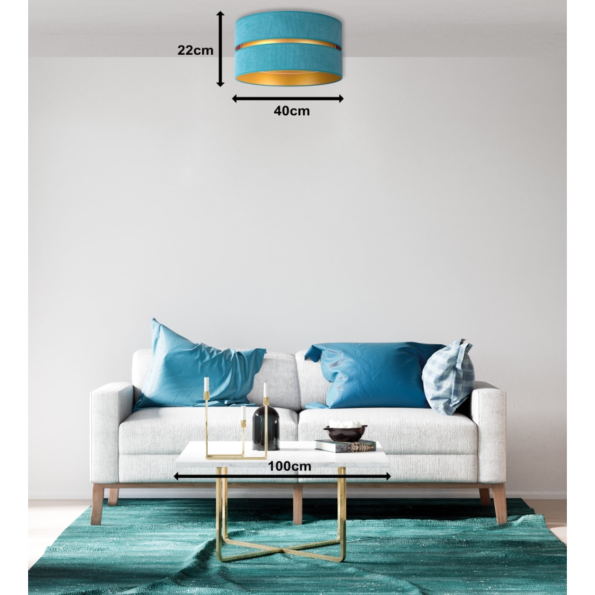 Duolla - Kattovalo DUO 1xE27/40W/230V halkaisija 40 cm turkoosi/kulta