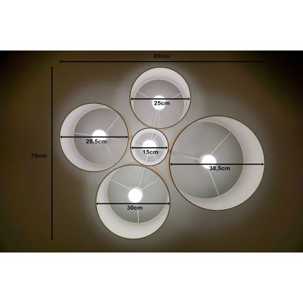 Duolla - Kattovalo ROLLER PENTO 5xE27/60W/230V kulta