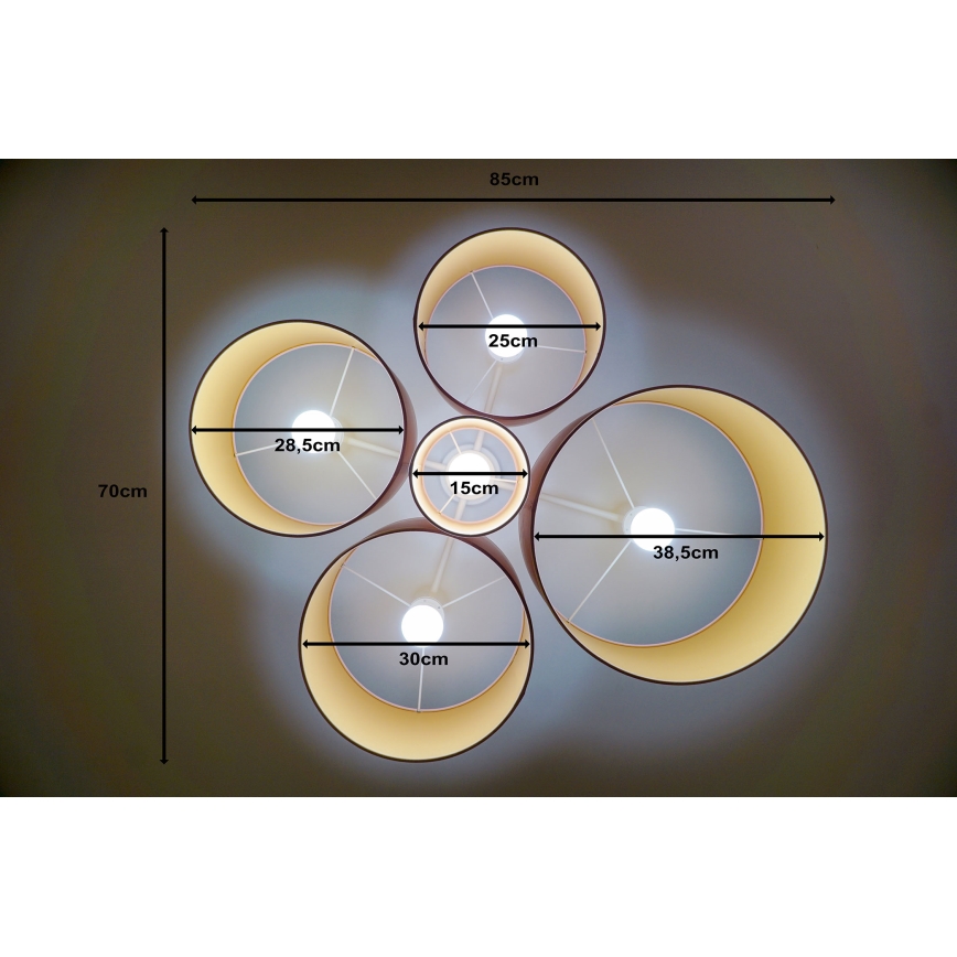 Duolla - Kattovalo ROLLER PENTO 5xE27/60W/230V vaaleanpunainen