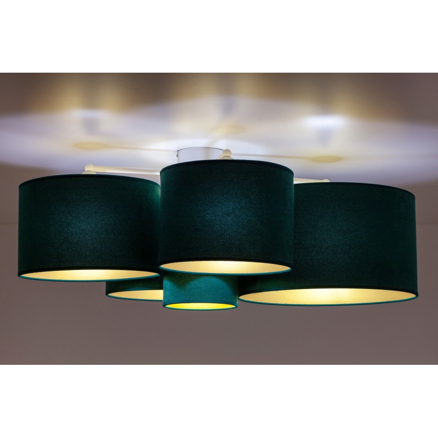 Duolla - Kattovalo ROLLER PENTO 5xE27/60W/230V vihreä/kulta