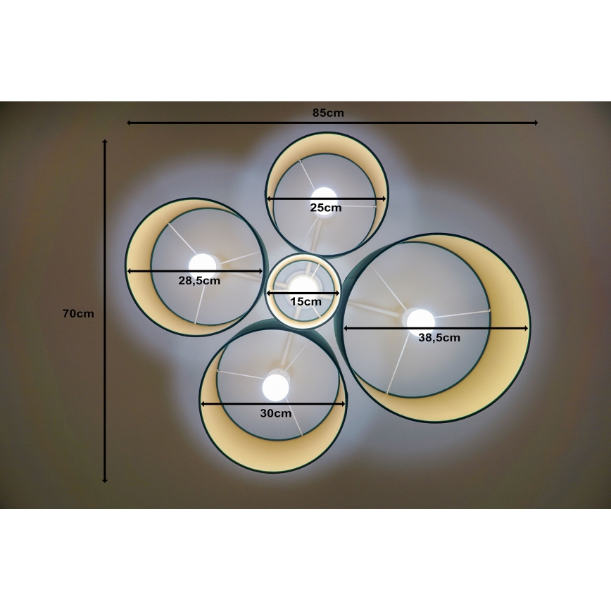 Duolla - Kattovalo ROLLER PENTO 5xE27/60W/230V vihreä/kulta