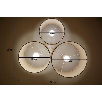 Duolla - Kattovalo ROLLER TRIO 3xE27/60W/230V beige