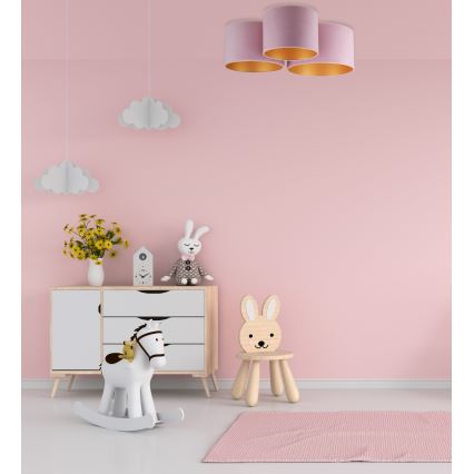 Duolla - Kattovalo ROLLER TRIO 3xE27/60W/230V vaaleanpunainen