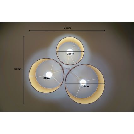 Duolla - Kattovalo ROLLER TRIO 3xE27/60W/230V vaaleanpunainen